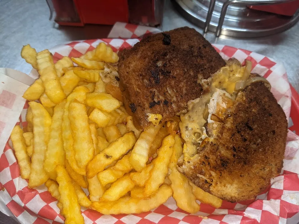 Grilled Chicken Melt with Fries